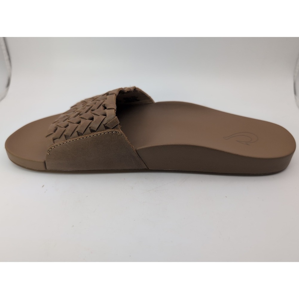 OluKai Kamola Woven Leather Slide Sandals Slip On Tan Comfort W 9 Beachcore - Picture 4 of 7